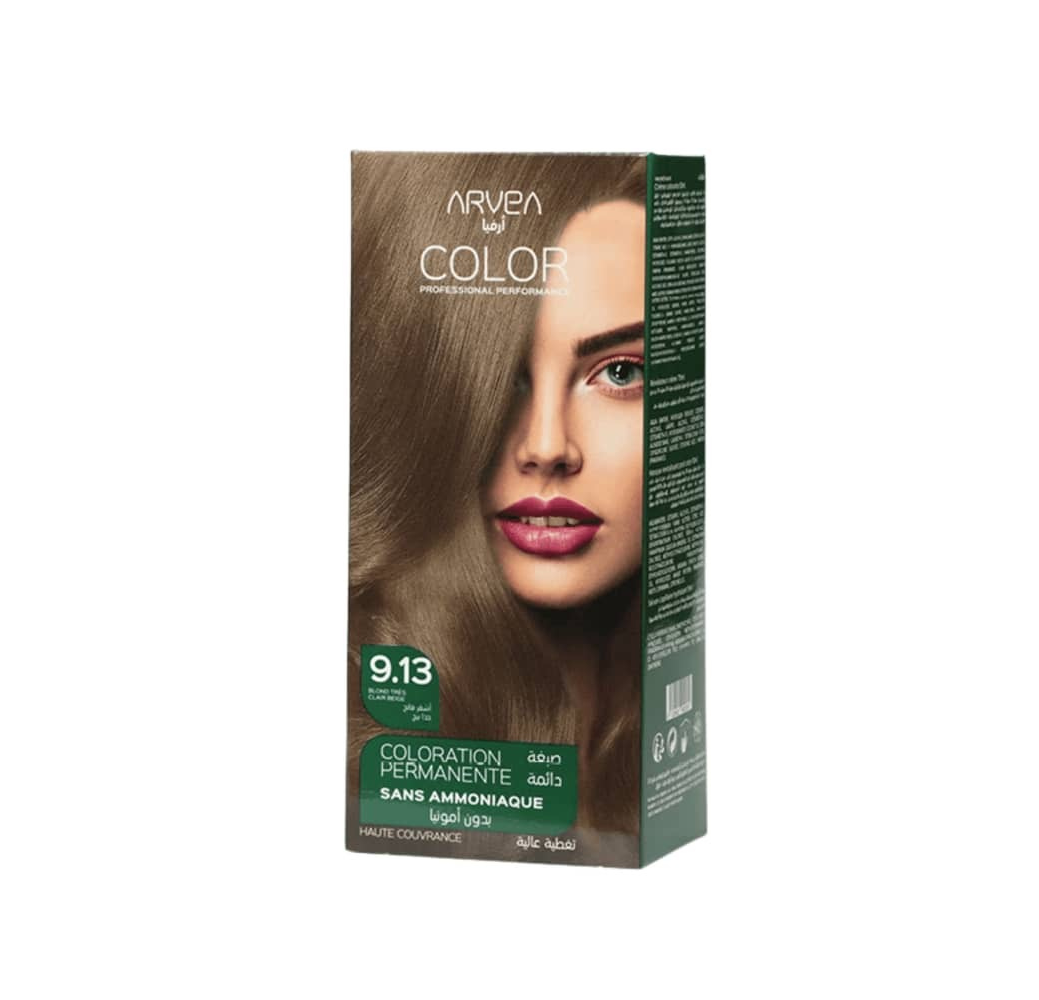 Blond Très Clair Beige 9.13 Coloration Permanente Sans Ammoniaque ARVEA 