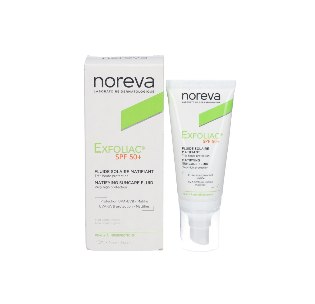 Noreva exfoliac spf50+ fluide solaire matifiant 40ml