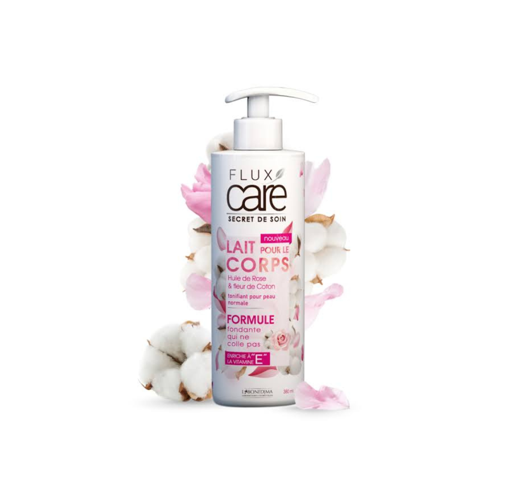 Lait pour le Corps Huile de Rose et Fleur de Coton – Flux Care 380ml