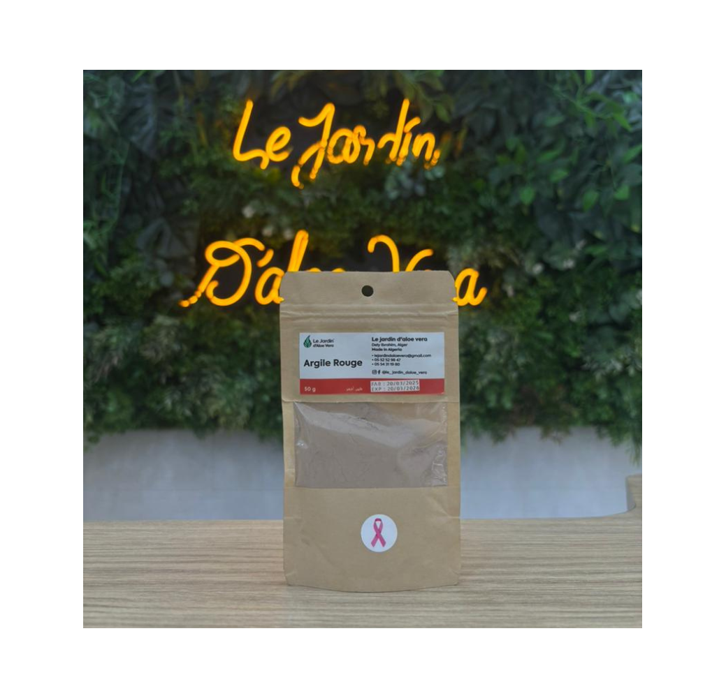 Argile Rouge en Poudre – Le Jardin d’Aloe Vera 50g